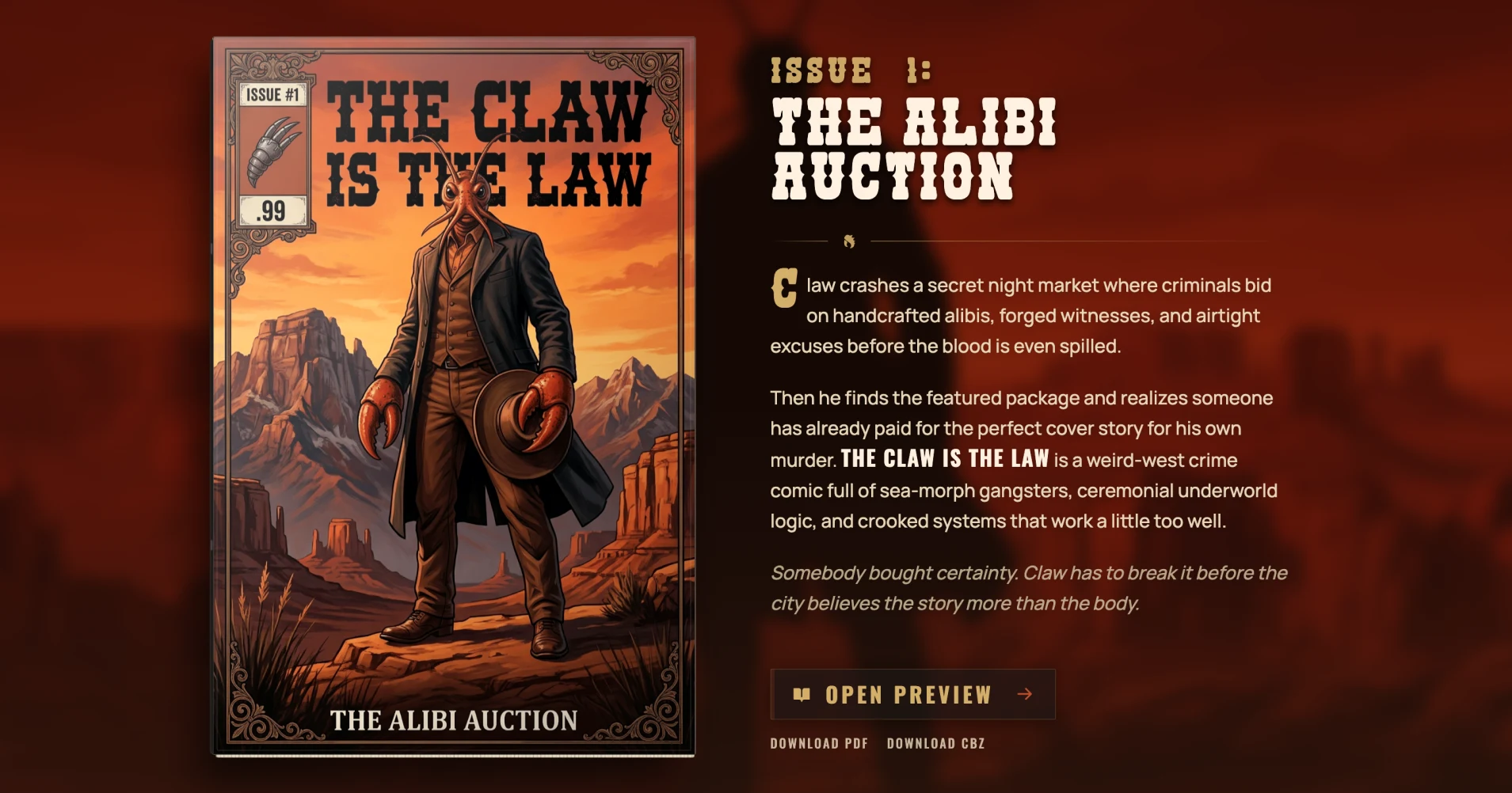 The Claw Is The Law Issue 1 preview artwork